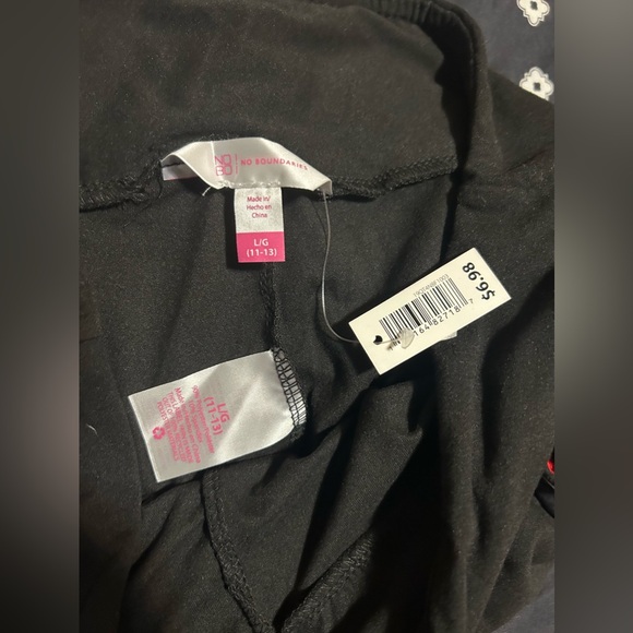 NWT No boundaries kids high rise black leggings w/ red&white stripes- size L - Picture 5 of 5